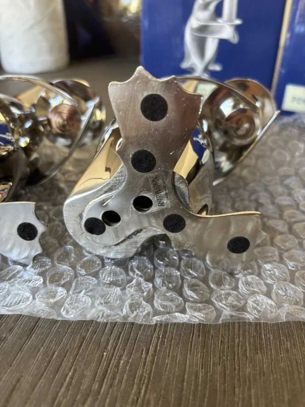 RESTORATION HARDWARE Silver Plate Penguins Candle Bearer Holder Brass Set Of 2